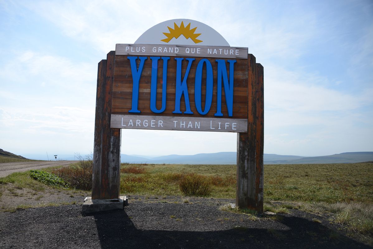 20A Yukon Larger Than Life Sign At The Border With Northwest Territories Dempster Highway On Day Tour From Inuvik To Arctic Circle